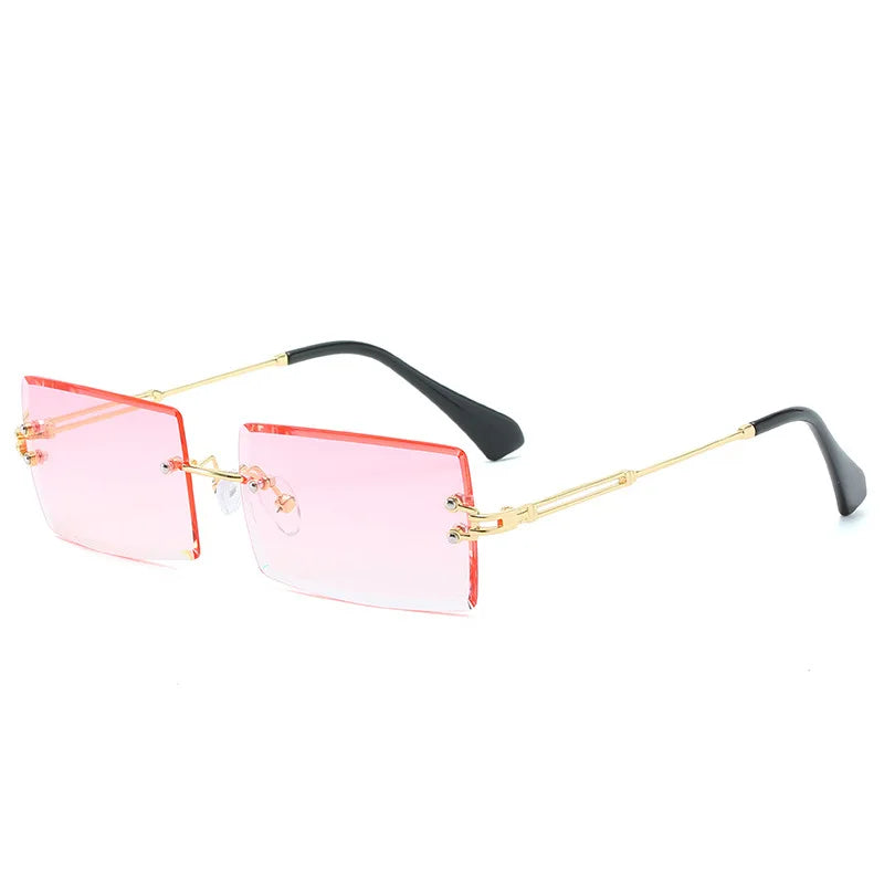 Rectangle Sunglasses Women Men Brand Design Rimless Square Sun Glasses For Man