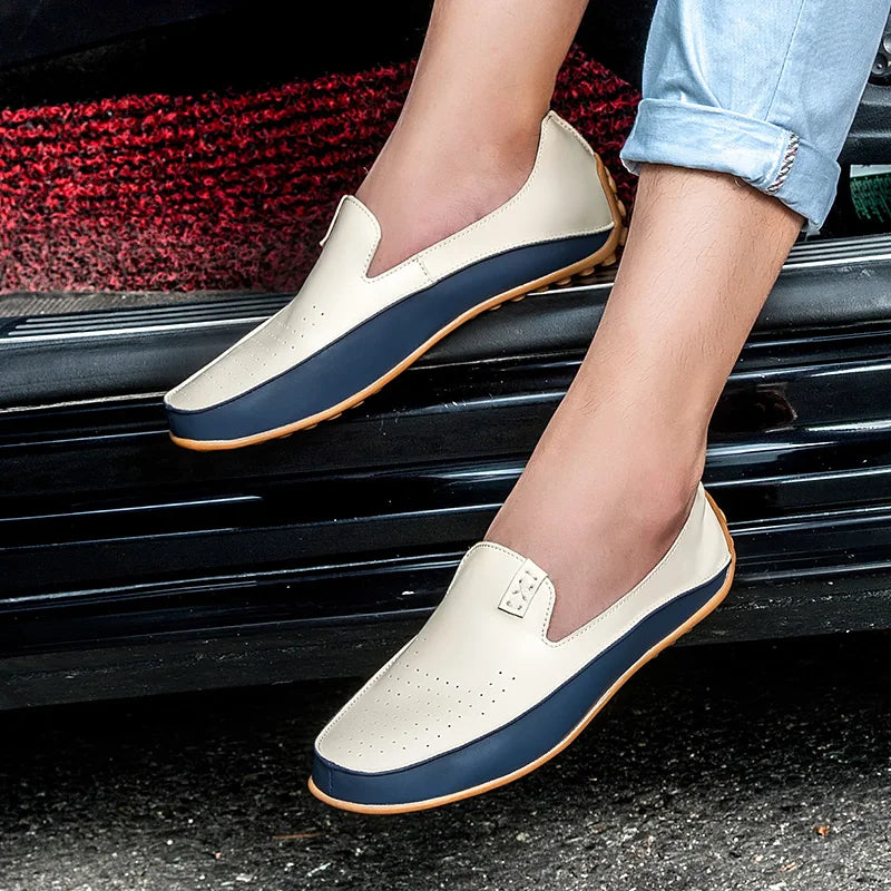 Fashion Leather Shoes For Men New Slip On Loafers Plus Size 47 Casual Driving Shoes