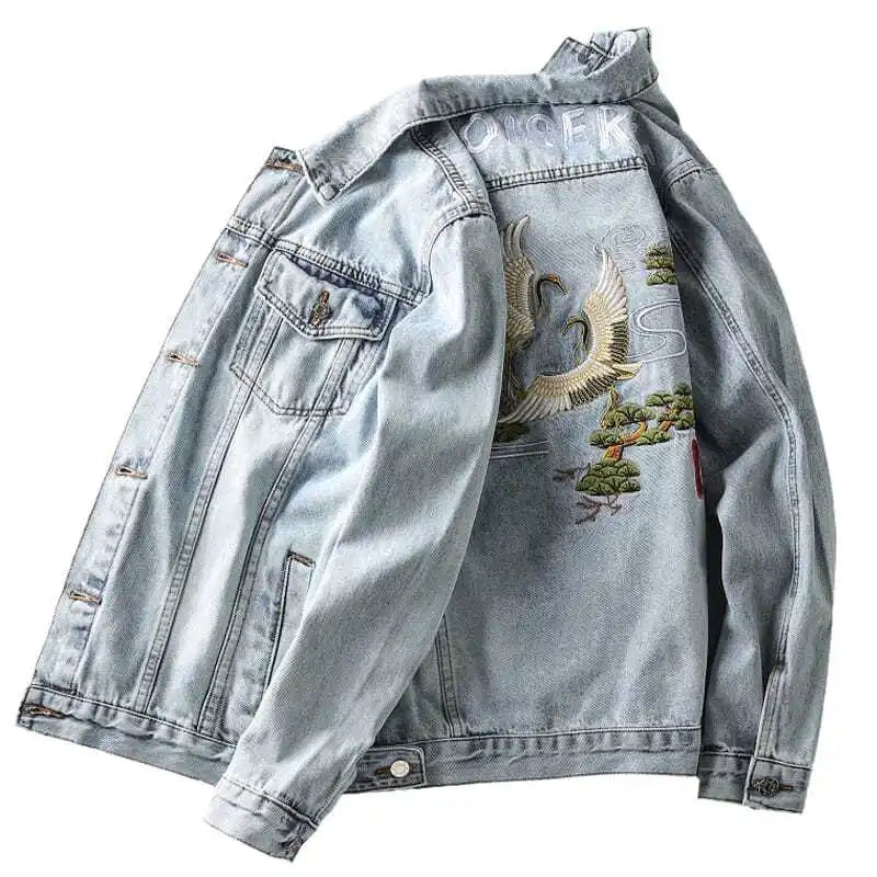 High Quality Men’s Denim Jacket,Embroidery Decors Fashion Blue Jacket Coat