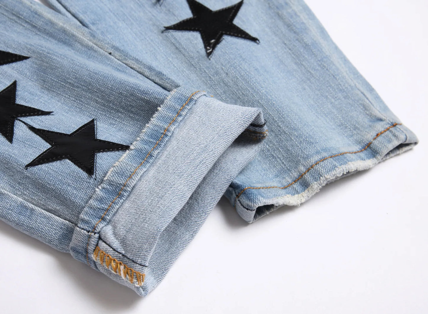 High Quality Men’s Slim-fit Blue Jeans Embroidery Stylish , Street Jeans