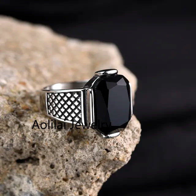 Men's High Quality Stainless Steel Multiple Color Gemstone