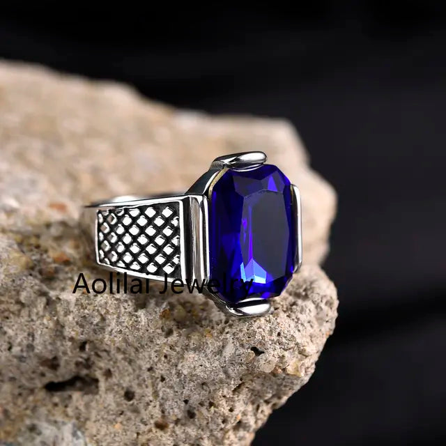 Men's High Quality Stainless Steel Multiple Color Gemstone