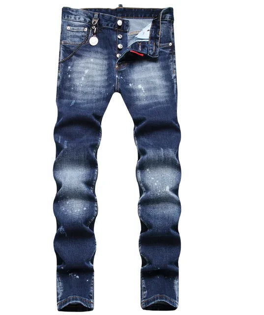 New Men's Ripped Jeans Luxury Men Skinny Jeans