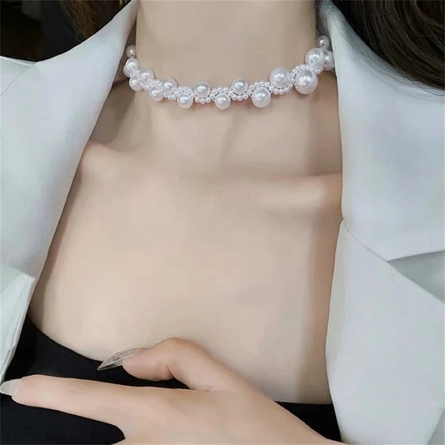 Summer Classic Pearl Beaded Choker Necklace With Clasp
