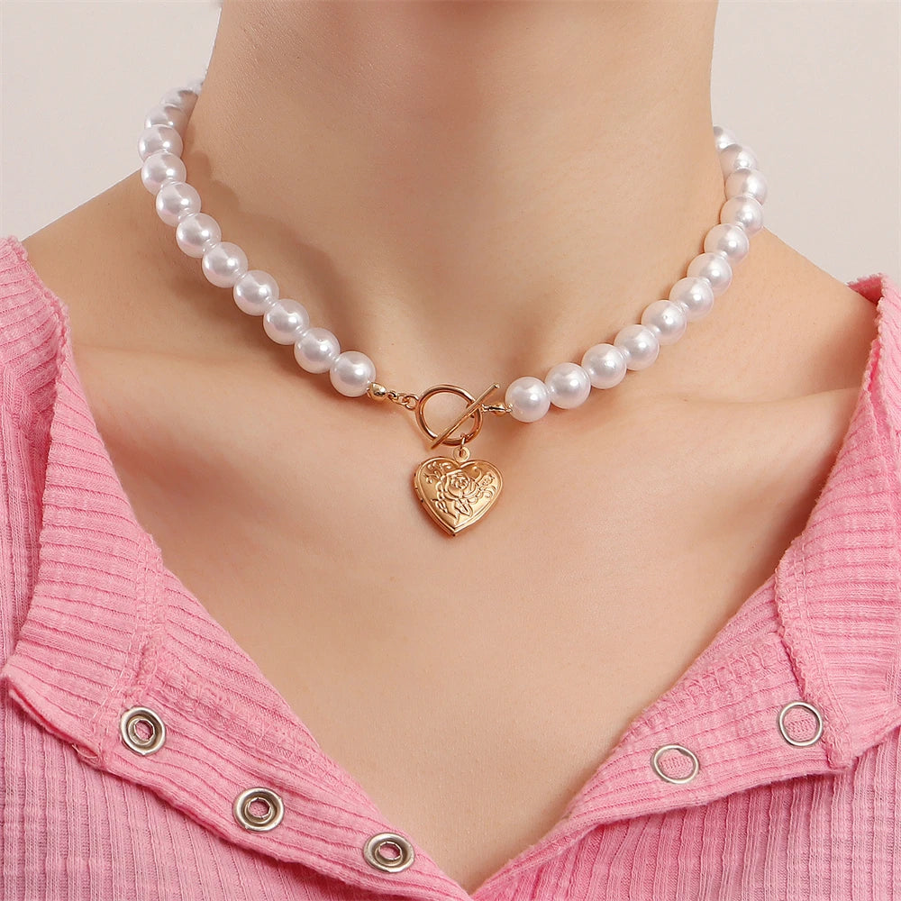 Summer Classic Pearl Beaded Choker Necklace With Clasp
