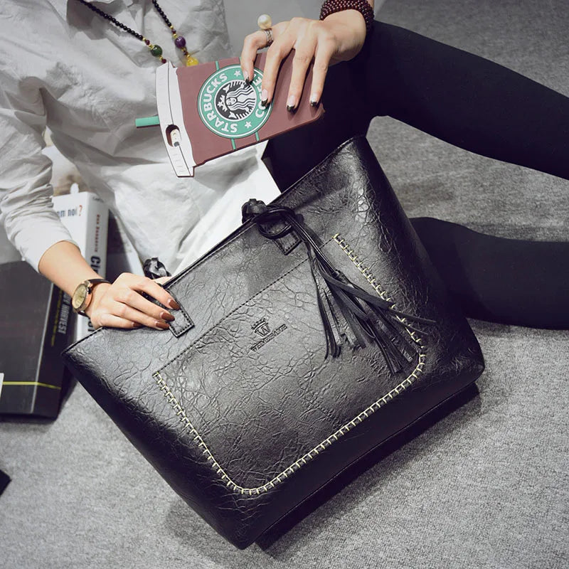 Women Messenger Bags With Tassel Large Capacity Women Bags Shoulder Tote Bags Famous Designers PU Leather Handbags