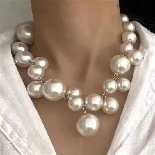 XIALUOKE Vintage Hyperbole Bead Pearls Choker Necklace