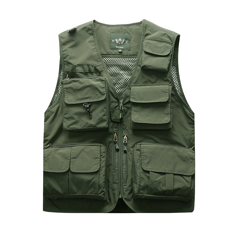 Summer Multi Pocket Classic Waistcoat Men Sleeveless Unloading Solid Coat Work Vest Photographer Tactical Jacket Outerwear