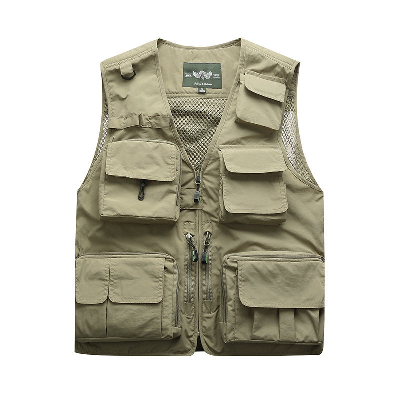 Summer Multi Pocket Classic Waistcoat Men Sleeveless Unloading Solid Coat Work Vest Photographer Tactical Jacket Outerwear