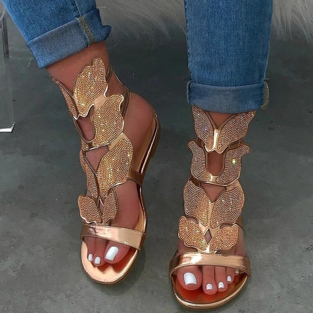 Women Sandals butterfly gold